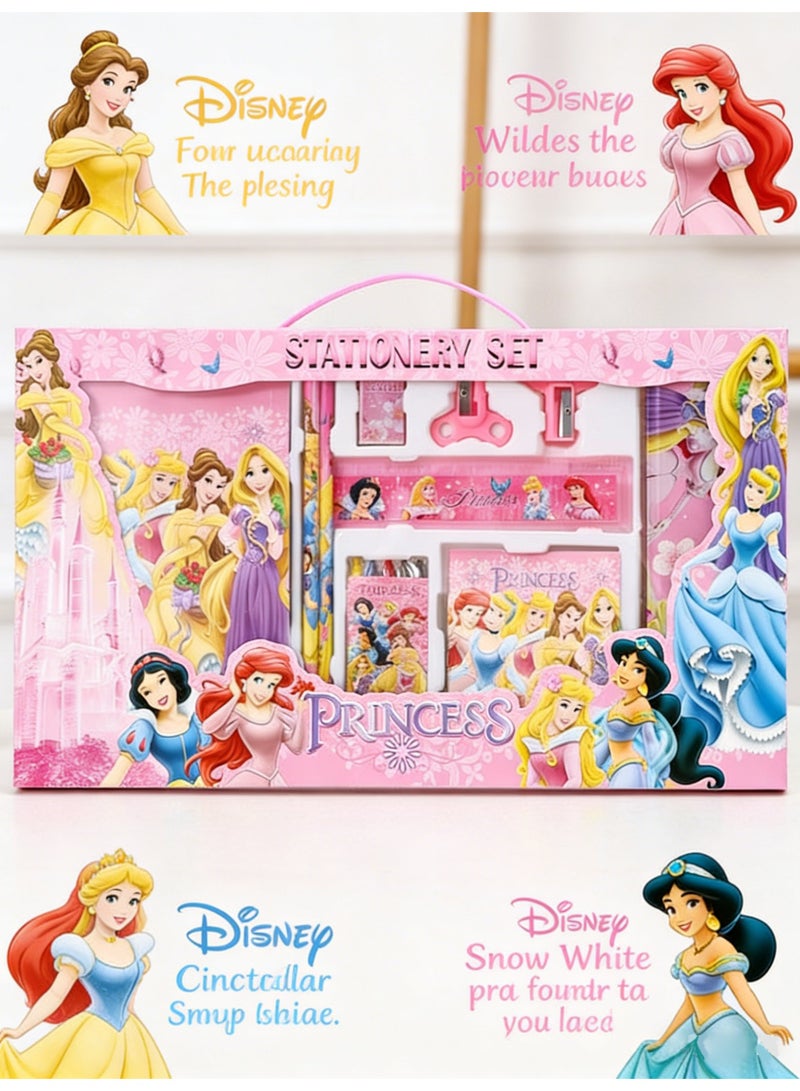 Disney 16-piece student stationery set, school supplies gift box set, suitable for primary school students, including pencils, erasers, pencil sharpeners-pencil cases-colored crayons-notebooks, etc. Birthday gift for back-to-school season - Image 1